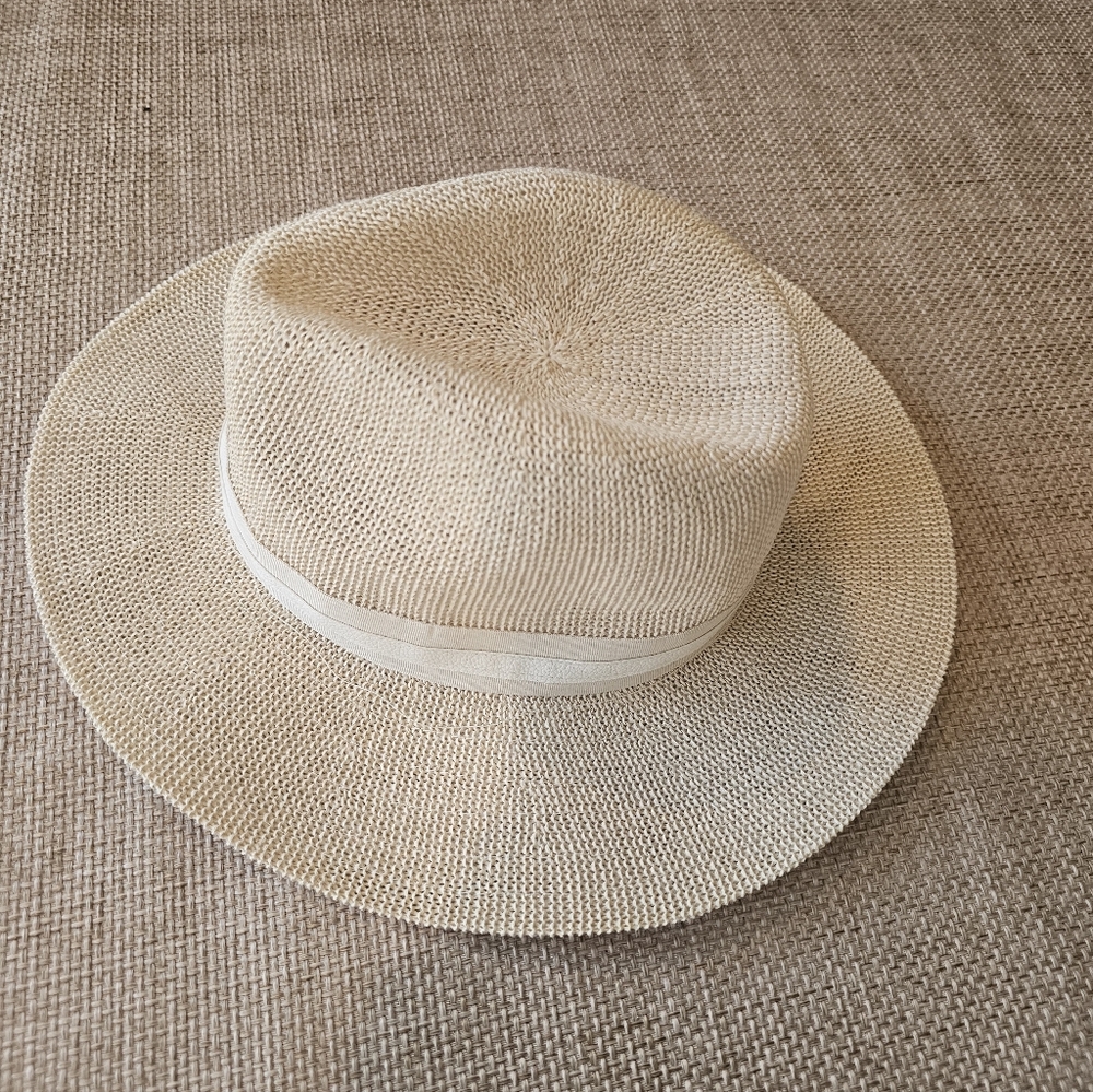 Vince Camuto Straw Panama Hat Beige Wide Brim Boho Summer - Picture 3 of 6